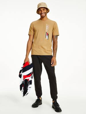 Brown Tommy Hilfiger Sport Stretch Organic Cotton Jersey Men's T Shirts | TH963BQK