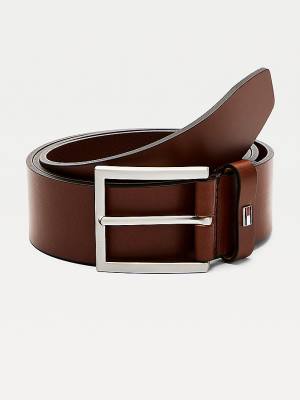 Brown Tommy Hilfiger Square Buckle Leather Men's Belts | TH605AQM