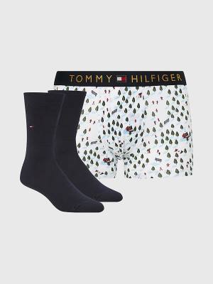 Brown Tommy Hilfiger Stretch Cotton Trunks And Socks Set Men's Underwear | TH082SNL