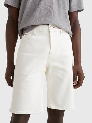 Denim Tommy Hilfiger Brooklyn White Denim Shorts Men's Jeans | TH768IPB