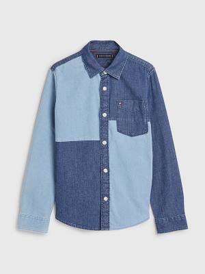 Denim Tommy Hilfiger Colour-Blocked Denim Boys' Shirts | TH037BUP