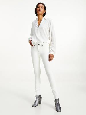 Denim Tommy Hilfiger Como Mid Rise Skinny White TH Soft Women's Jeans | TH280SXJ