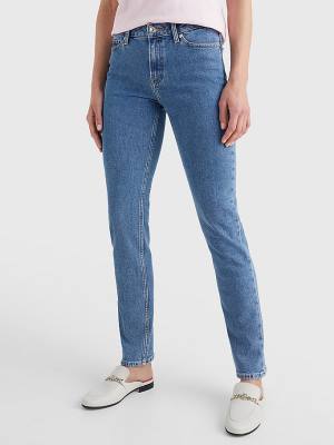 Denim Tommy Hilfiger Rome Mid Rise Straight Faded Women's Jeans | TH805XWJ