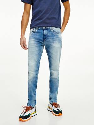 Denim Tommy Hilfiger Slim Fit Tapered Faded Men's Jeans | TH648EBN