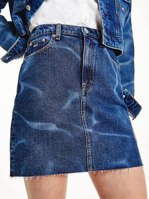 Denim Tommy Hilfiger Swimming Pool Wash Denim Mom Women's Skirts | TH672ZTV