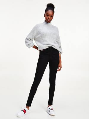 Denim Tommy Hilfiger Sylvia High Rise Super Skinny Black Women's Jeans | TH038UVX