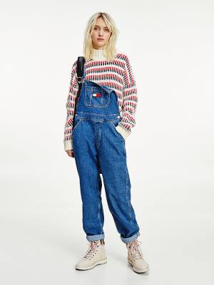 Denim Tommy Hilfiger Tommy Badge Denim Dungarees Women's Jeans | TH130HUS