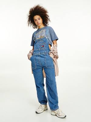 Denim Tommy Hilfiger Tommy Badge Denim Dungarees Women's Jeans | TH970VIC