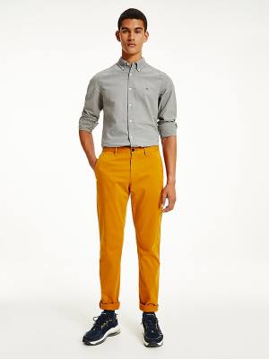 Gold Tommy Hilfiger Denton Straight Fit Satin Chinos Men's Pants | TH623CYU