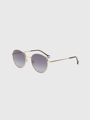 Gold Tommy Hilfiger Round Frame Women's Sunglasses | TH532SGV