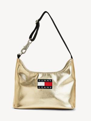 Gold Tommy Hilfiger Tommy Badge Metallic Shoulder Women's Bags | TH182KWH