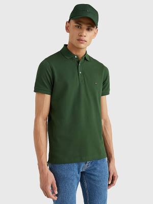 Green Tommy Hilfiger 1985 Essential Slim Fit Men's Polo Shirts | TH537IFK