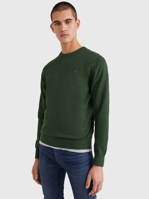 Green Tommy Hilfiger 1985 Essential TH Flex Sweatshirt Men's Sweaters | TH916IJQ