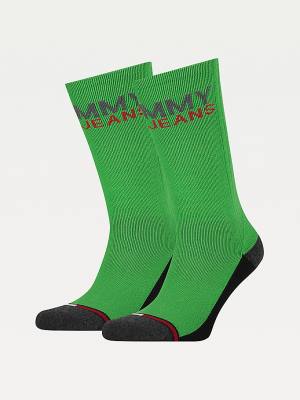 Green Tommy Hilfiger 2-Pack Colour-Blocked Men's Socks | TH286UCA