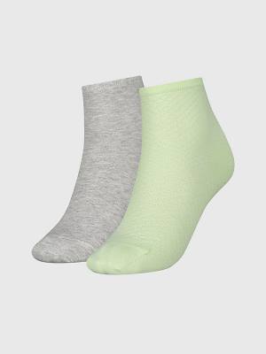 Green Tommy Hilfiger 2-Pack Palm Leaves Short Women's Socks | TH725NJQ