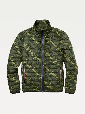 Green Tommy Hilfiger Adaptive Monogram Puffer Men's Jackets | TH563OEI