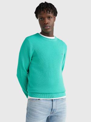 Green Tommy Hilfiger Crew Neck Jumper Men's Sweaters | TH406RZO