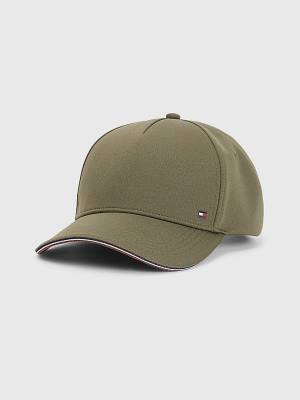 Green Tommy Hilfiger Elevated Signature Tape Cap Men's Hats | TH910MIH