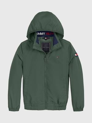 Green Tommy Hilfiger Essential Hooded Boys' Jackets | TH602RSA