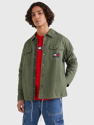 Green Tommy Hilfiger Expedition Logo Coach Men's Shirts | TH742AGI