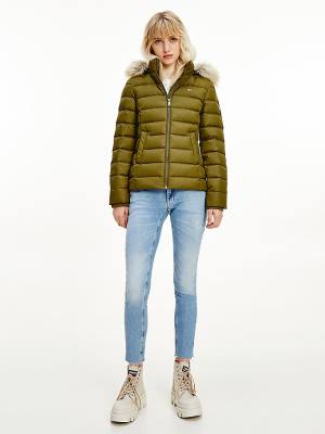 Green Tommy Hilfiger Hooded Down Women's Jackets | TH947ILA