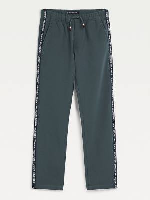 Green Tommy Hilfiger Logo Tape Drawstring Joggers Boys' Pants | TH136HJR