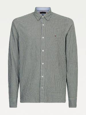 Green Tommy Hilfiger Micro Check Slim Fit Men's Shirts | TH097JIV