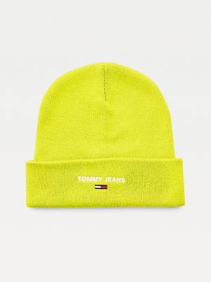 Green Tommy Hilfiger Neon Organic Cotton Blend Beanie Men's Hats | TH846NOE