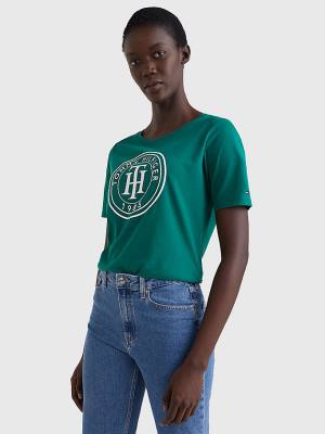 Green Tommy Hilfiger Organic Cotton Print Women's T Shirts | TH043ZYX