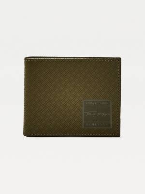 Green Tommy Hilfiger Small Leather Card Holder Men's Wallets | TH930JWS