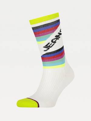 Green Tommy Hilfiger Stretch Cotton Stripe Men's Socks | TH708SLQ