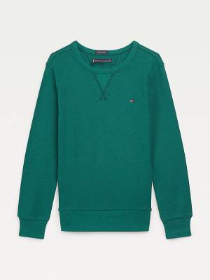 Green Tommy Hilfiger Waffle Long Sleeve Boys' T Shirts | TH392AIB