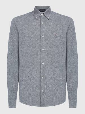 Grey Tommy Hilfiger 1985 Essential Slim Fit Knitted Men's Shirts | TH904GPQ