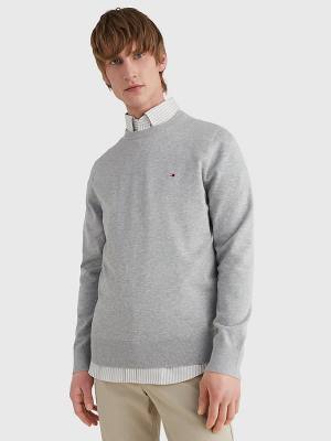 Grey Tommy Hilfiger 1985 Essential TH Flex Sweatshirt Men's Sweaters | TH295GYW