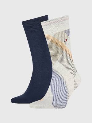 Grey Tommy Hilfiger 2-Pack Diagonal Stripe Men's Socks | TH280CTU