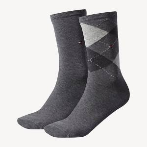 Grey Tommy Hilfiger 2-Pack Diamond Check Women's Socks | TH092UPS