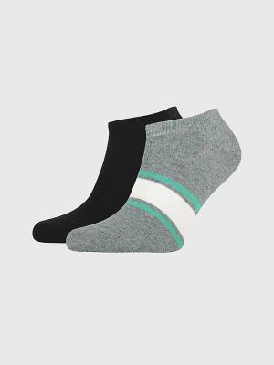 Grey Tommy Hilfiger 2-Pack Multicolour Melange Trainer Men's Socks | TH246EYU