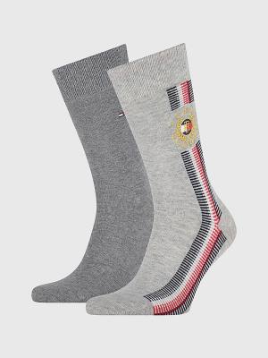 Grey Tommy Hilfiger 2-Pack Signature Detail Men's Socks | TH824ZCW