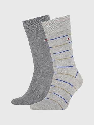 Grey Tommy Hilfiger 2-Pack Stripe Men's Socks | TH628JKI