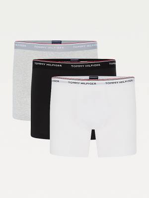 Grey Tommy Hilfiger 3-Pack Stretch Cotton Boxer Shorts Men's Underwear | TH109SRK