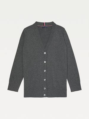 Grey Tommy Hilfiger Adaptive Essential Cotton Cardigan Women's Sweaters | TH104EDS