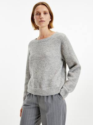 Grey Tommy Hilfiger Alpaca Wool Wide Neck Relaxed Jumper Women's Sweaters | TH849QRY