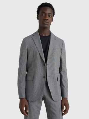 Grey Tommy Hilfiger Constructed Check Men's Blazers | TH048XTB