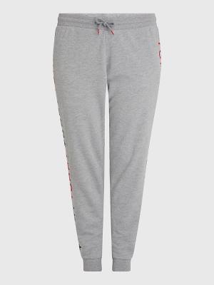 Grey Tommy Hilfiger Curve Logo Embroidery Tapered Joggers Women's Pants | TH819AWM