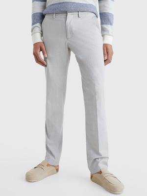 Grey Tommy Hilfiger Denton Straight Check Men's Pants | TH754IQU