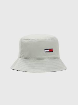 Grey Tommy Hilfiger Embroidery Bucket Men's Hats | TH703LRI