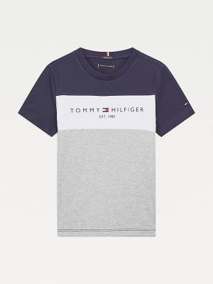 Grey Tommy Hilfiger Essential Colour-Blocked Organic Cotton Boys' T Shirts | TH240KUC