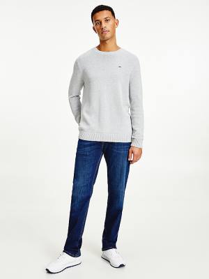 Grey Tommy Hilfiger Essential Crew Neck Jumper Men's Sweaters | TH076HEF