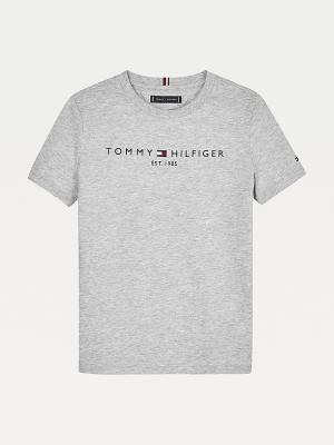 Grey Tommy Hilfiger Essential Organic Cotton Logo Girls' T Shirts | TH619GUF