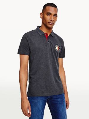 Grey Tommy Hilfiger Icons Organic Cotton Regular Fit Men's Polo Shirts | TH092YJE